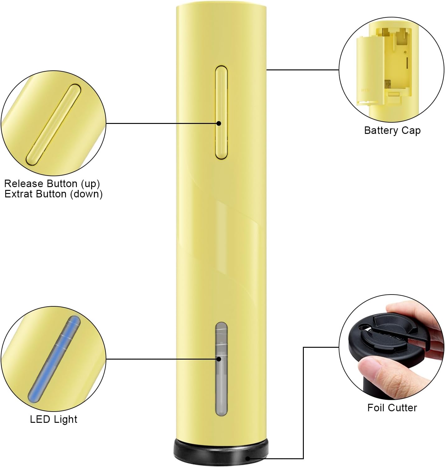 COKUNST Electric Wine Opener, Battery Operated Wine Bottle Openers with Foil Cutter, One-click Button Corkscrew Remover for Home Kitchen Party Wedding