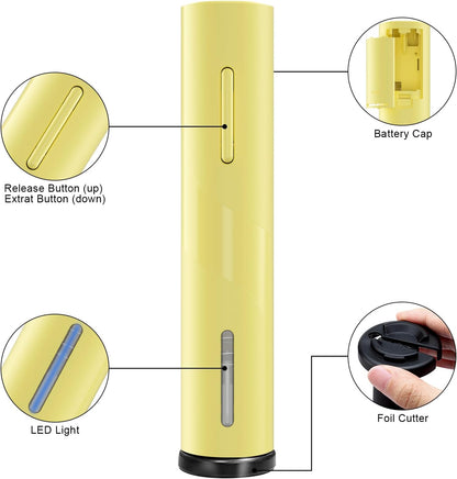 COKUNST Electric Wine Opener, Battery Operated Wine Bottle Openers with Foil Cutter, One-click Button Corkscrew Remover for Home Kitchen Party Wedding