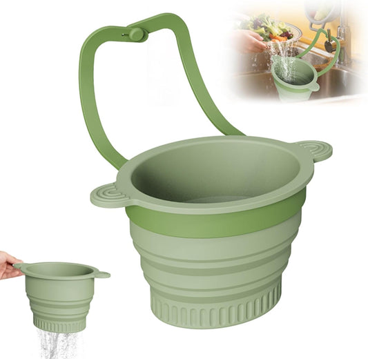 Silicone Faucet Hanging Strainer, Collapsible & Foldable Drain Basket for Sink, Hanging Food Catcher with Faucet Clip, Easy Storage Vegetable Fruit Colander