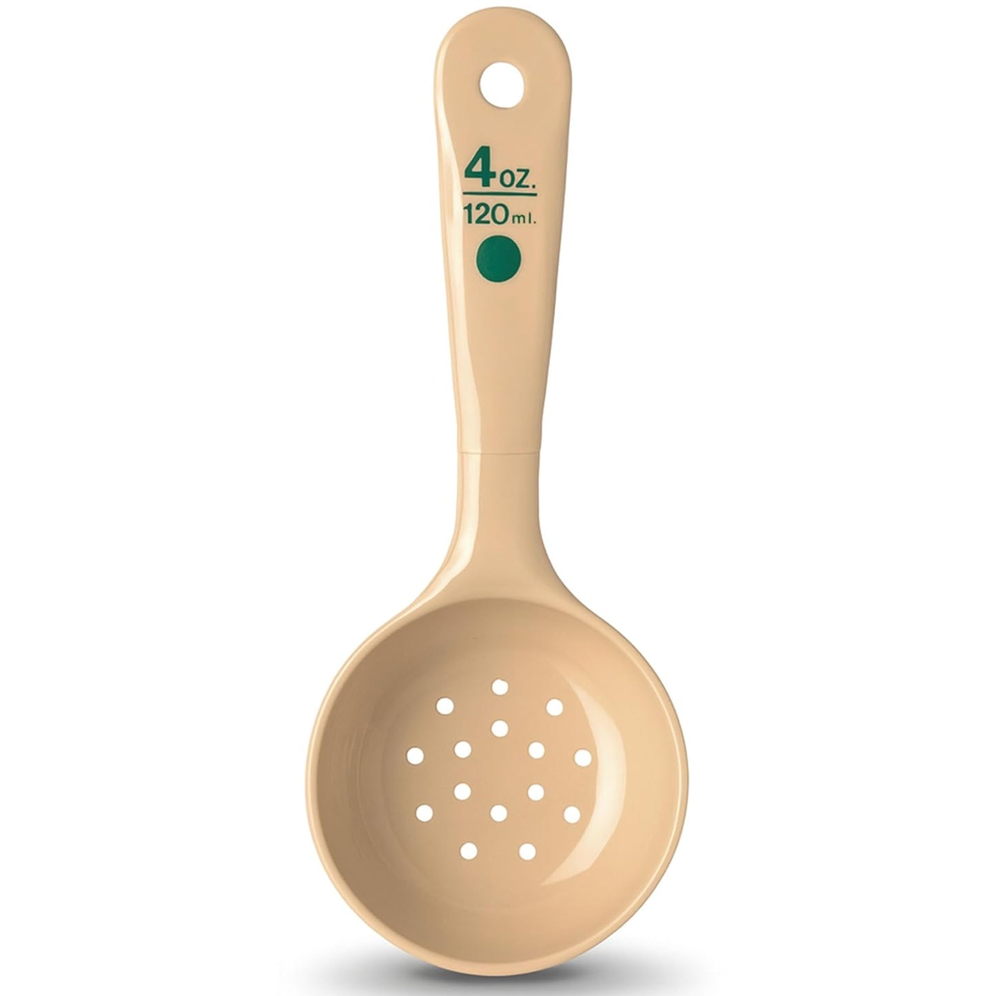 Carlisle FoodService Products Measure Miser Plastic Perforated Measuring Spoon with Short Handle, 4 Ounces, Beige