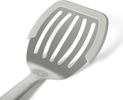 Calphalon Prime Slotted Turner, Kitchen Flipping Spatula, Slotted Spatula with Silicone Head and Stainless Steel Handle, Heat Resistant Nonstick Cookware for Flipping and Draining (Navy Blue)