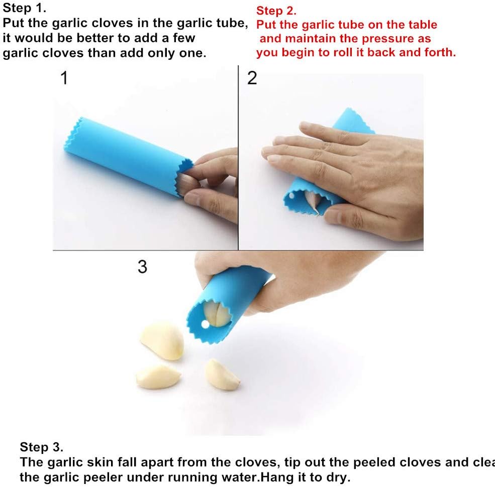 Silicone Garlic Peeler Tube Rollers Skin Remover, Garlic Roller Peeling Tube Tool for Useful Kitchen Tools (Blue,Green)