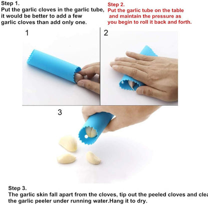 Silicone Garlic Peeler Tube Rollers Skin Remover, Garlic Roller Peeling Tube Tool for Useful Kitchen Tools (Blue,Green)