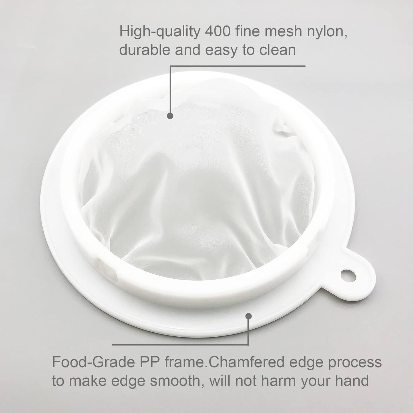 8.4in 80 Mesh Big Nylon Mesh Filter Ultra-Fine Sieve Sediments Strainer PP Frame for Straining Juice,Honey,Tea