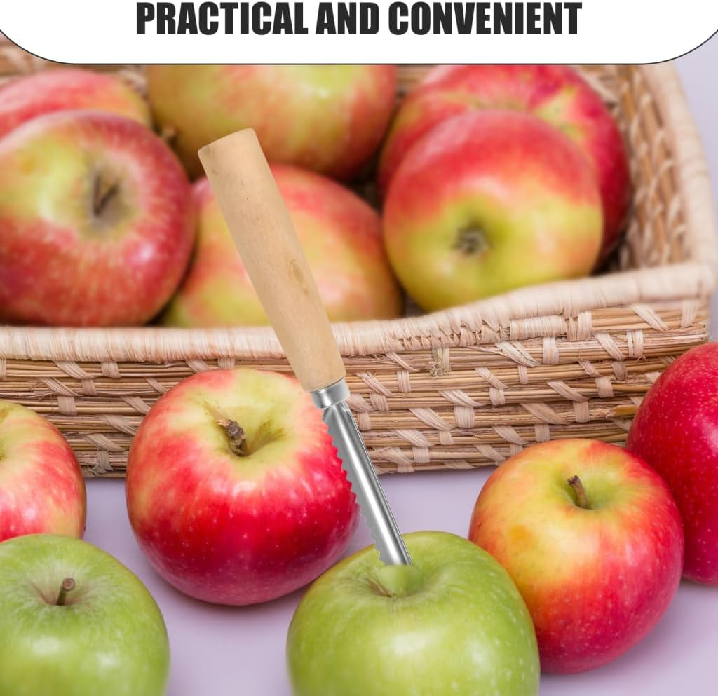 2pcs Fruit Core Remover Set with Serrated and Smooth Corers for Cherry Peach Pear Pit Removal Multifunctional Kitchen Tool Portable 8.26 Inch
