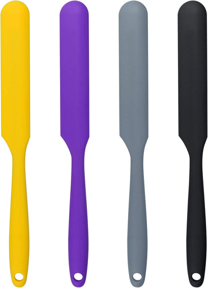 4pcs Silicone Spatula Set Heat Resistant Cake Cream Butter Spatulas Mixing Batter Scraper Non-Stick Flexible Baking Cooking Tool 4 Colors (multicolor)