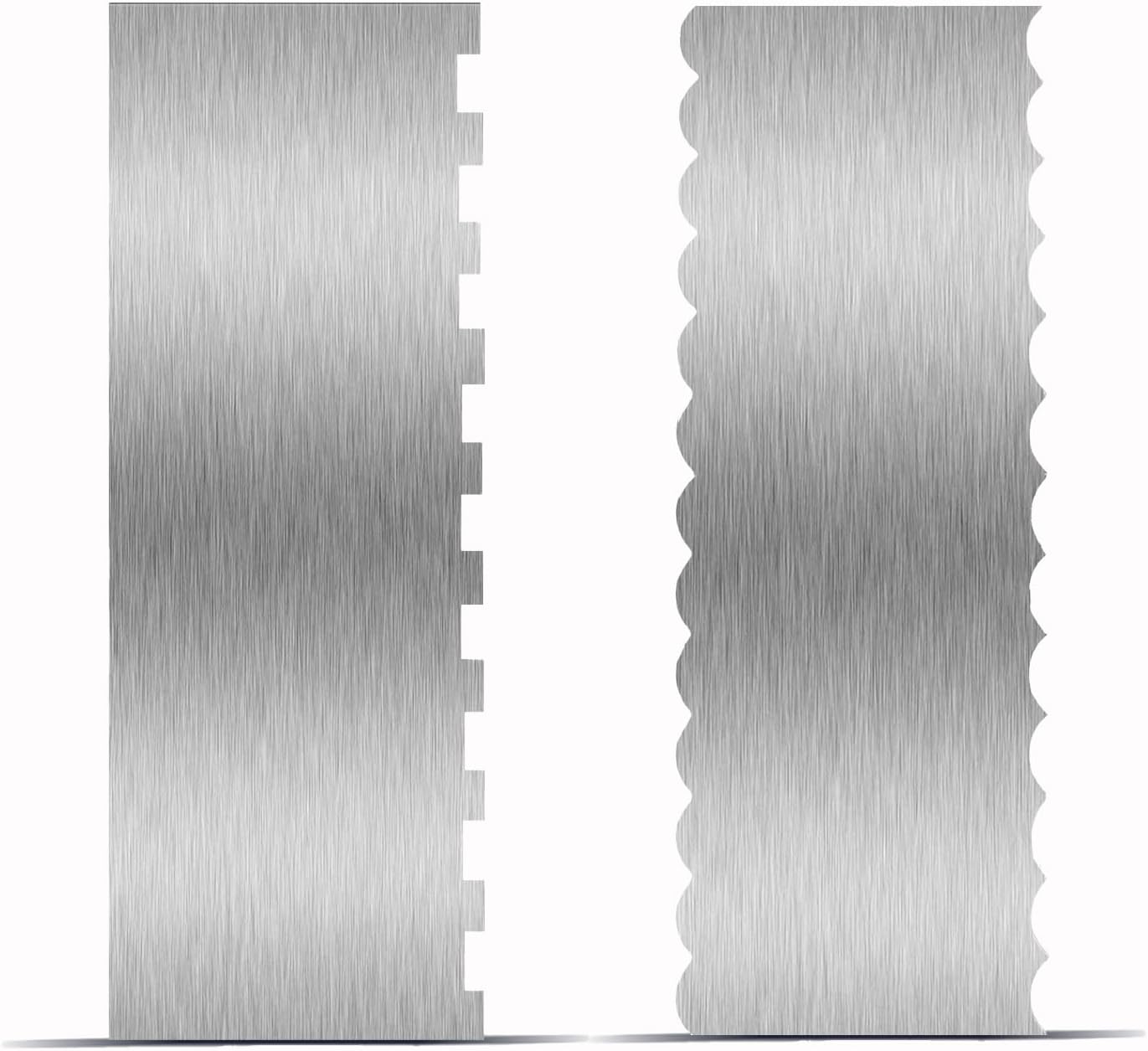 9 Inch Stainless Steel Cake Scraper, Cream Cake Scraper Sided Patterned Edge Stripe Edge Smoother Scraper Cake Smoother Frosting Scraper Cake Decorating Comb for Mousse Butter Cream