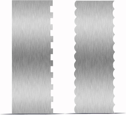 9 Inch Stainless Steel Cake Scraper, Cream Cake Scraper Sided Patterned Edge Stripe Edge Smoother Scraper Cake Smoother Frosting Scraper Cake Decorating Comb for Mousse Butter Cream