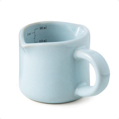 Espresso Cups Ceramic, 200ML Espresso Measuring Cup with Handle, Expresso Shots Cups with Scale, Espresso Accessories, White