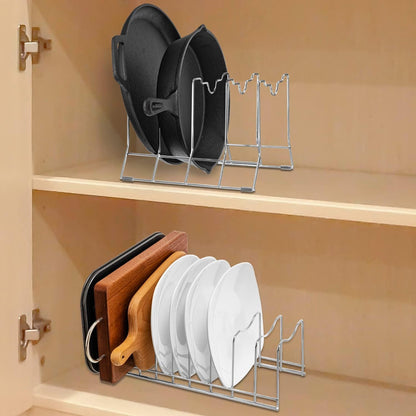Pot Lid Organizer, Pot Lid Rack Holder, Rest Cutting Board, Bakeware, Pots & Pans, Serving Trays, Reusable Containers in Cabinet Pantry, Stainless Steel