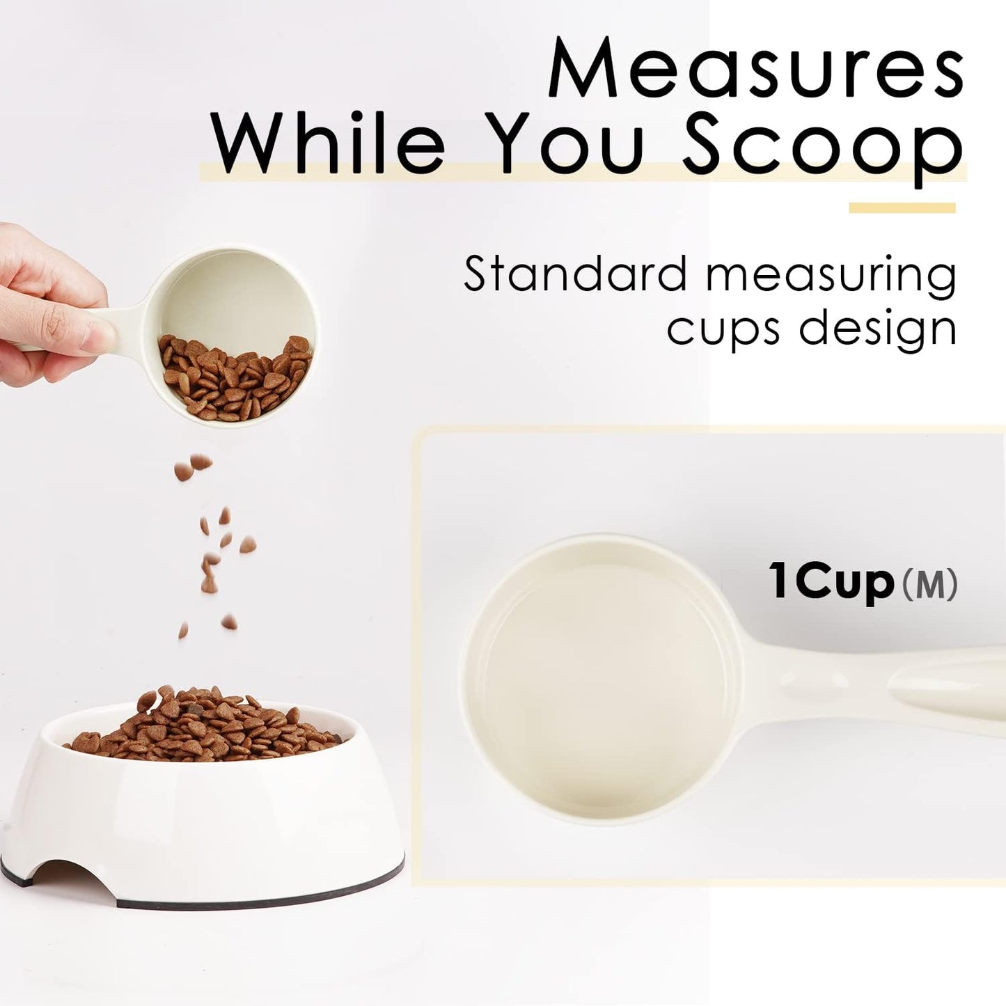 SUPERDESIGN 1 Cup Dog Food Scoop for Container Melamine Measuring Scoop for Dogs Cats Birds and Rabbits Pet Food Feeding Scoop Dishwasher Safe - Yellow