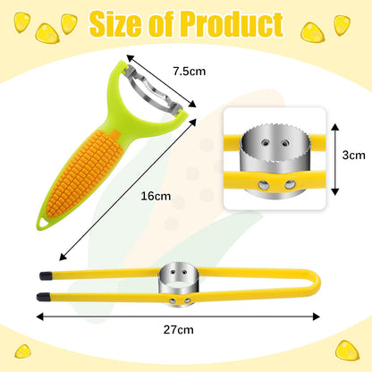 Chengu 2 Pcs Corn Peeler Planer Thresher Stainless Steel Corn Cob Stripper Tool for on The Cob with Non Slip Handle Magic Kernel Remover Tool for Kitchen, 2 Styles