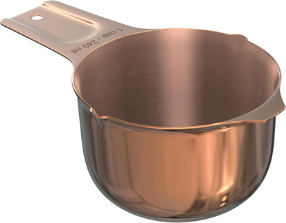 Color Up 2 Cup Measuring Cup, 480ml Stainless Steel Metal, Easy-Pour Spouts, Engraved Markings, Flat Base, Dishwasher Safe, for Dry and Liquid Ingredients
