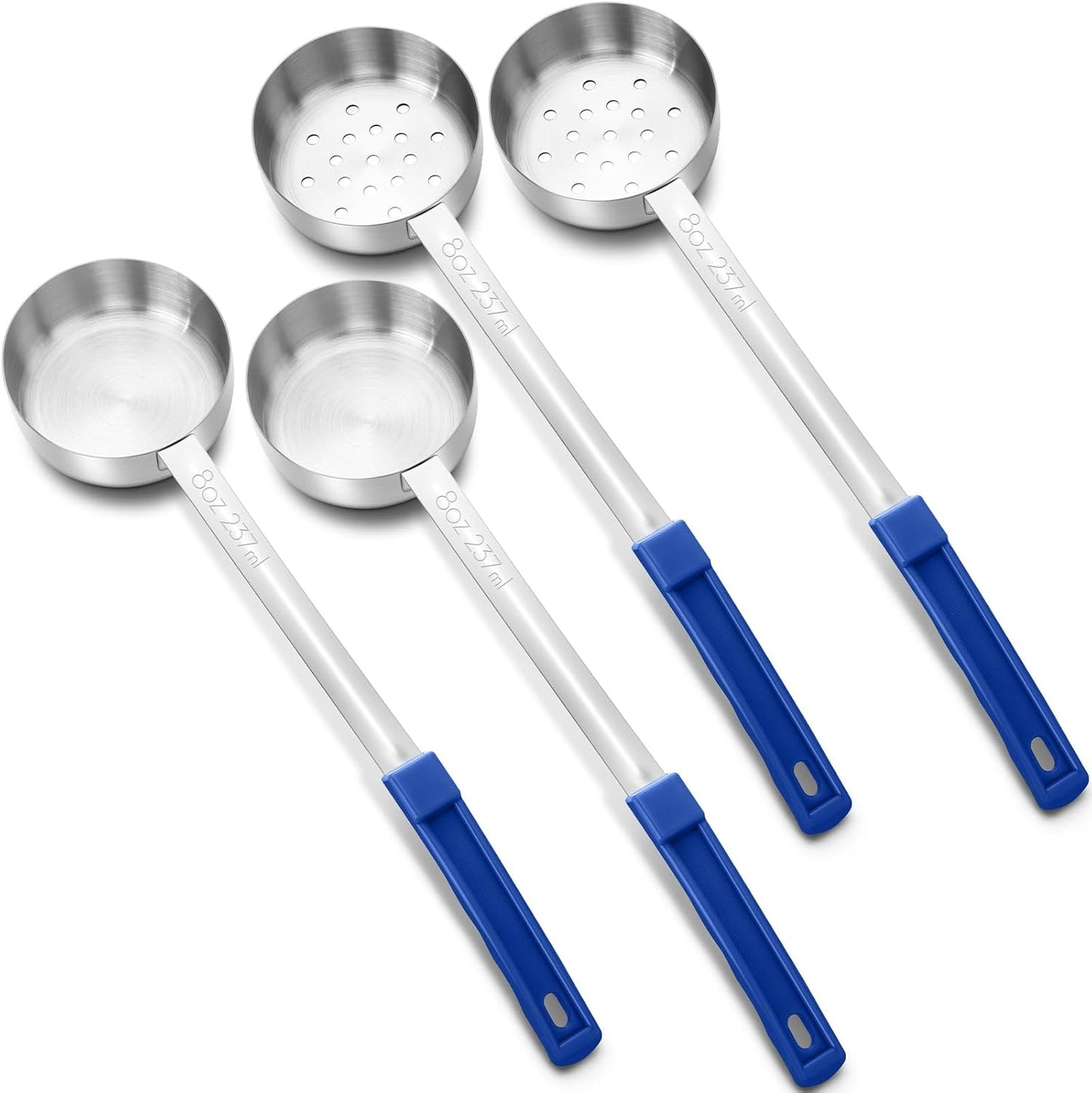 Teenyyou 4 Pcs Portion Control Serving Spoons Portion Control Spoons Ladle Scoops Food Measuring Utensils Proportion Manage Slotted and Unslotted Scoops for Weight Loss(Green,4oz)