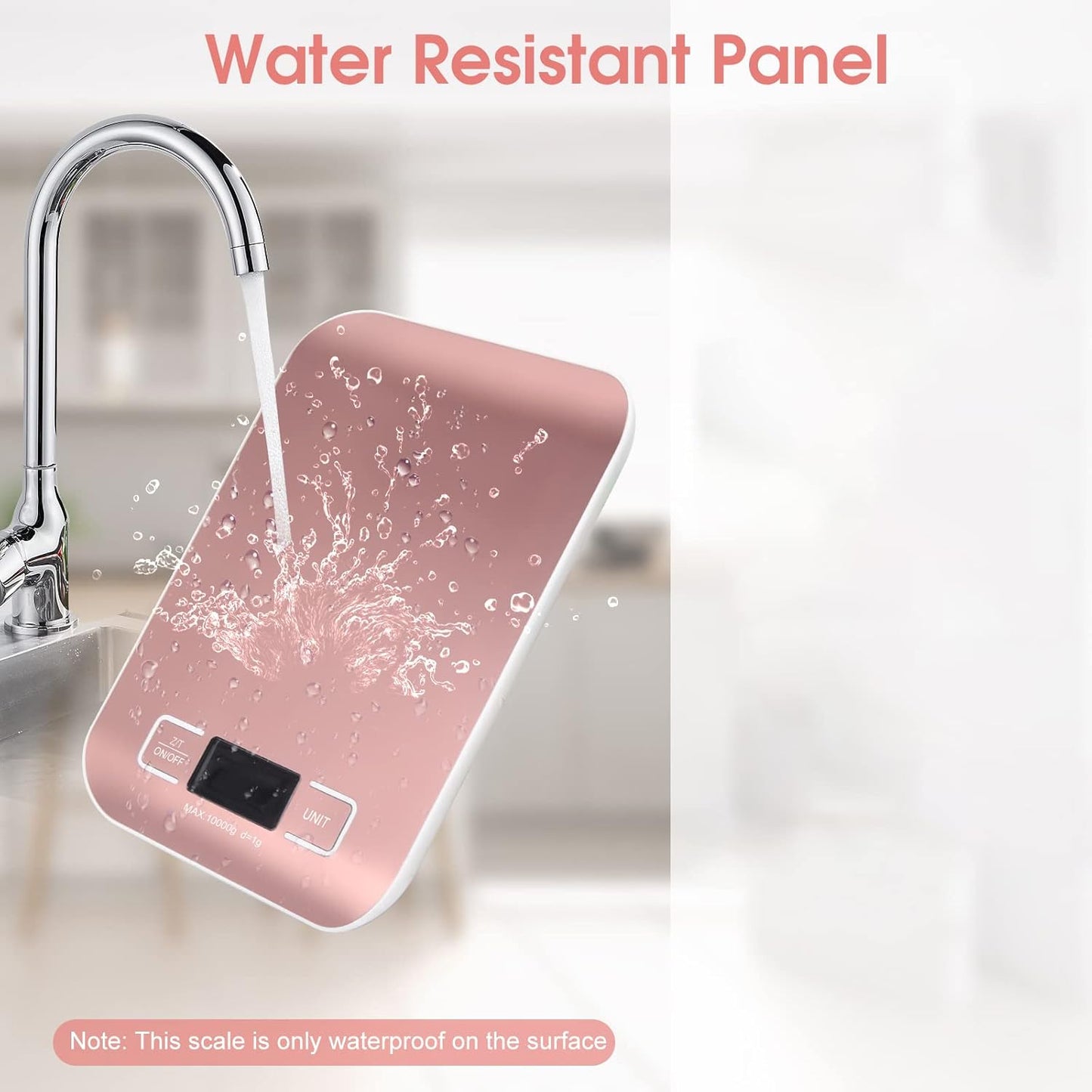 Digital Shipping Scale,Stainless Steel Panel, Accurate Portable Postal Scale for Packages, Small Business,Kitchen, Food, Handmade, Liquids, and Boutique (Rose Gold Battery(5kg/1g))