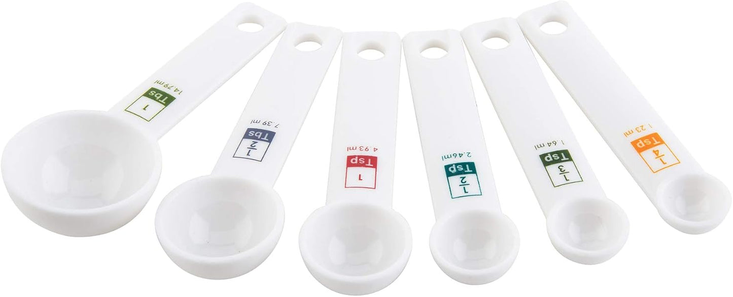Fox Run Measuring Set, 6 Piece Plastic Measuring Spoon Set, Black, 1/4 TSP to 1 TBL