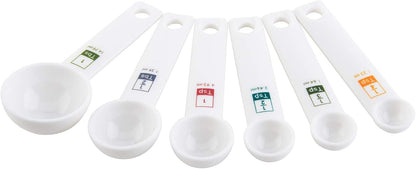 Fox Run Measuring Set, 6 Piece Plastic Measuring Spoon Set, Black, 1/4 TSP to 1 TBL