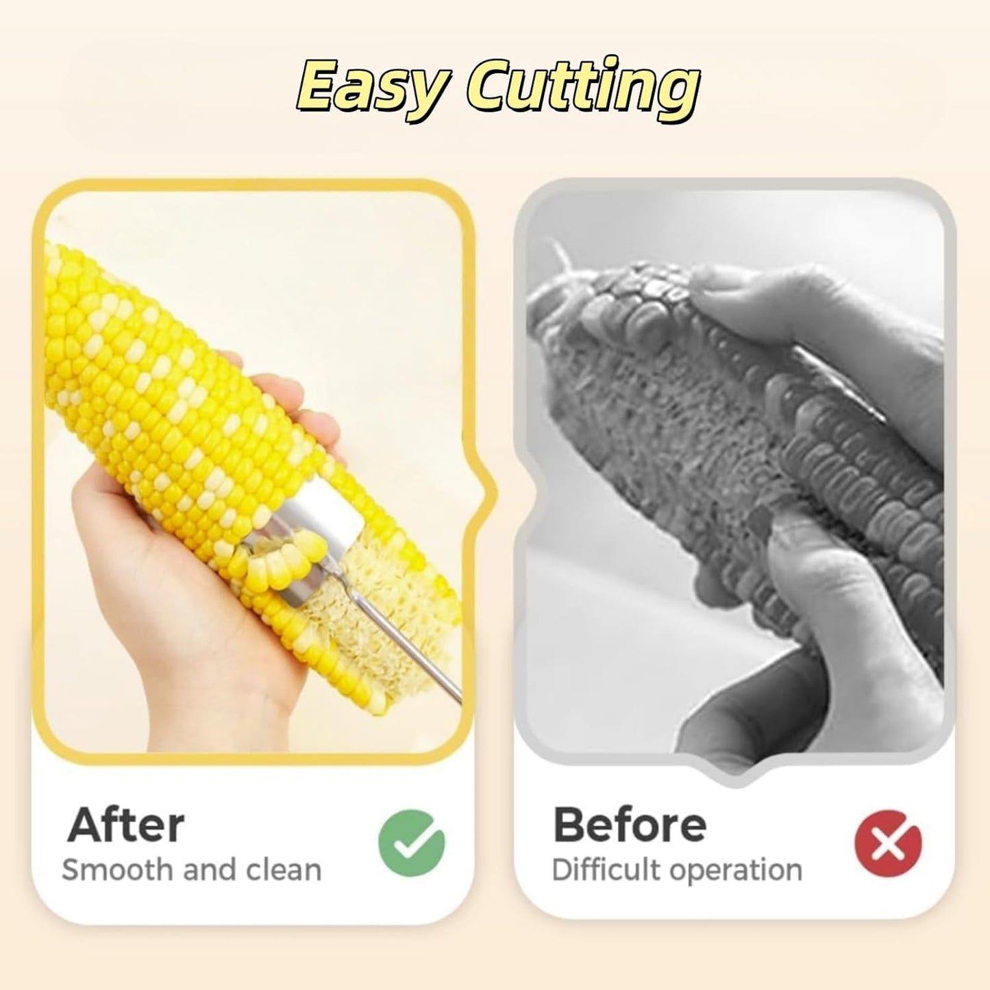 Easy Clean Corn Cob Peeler, 2025 New Corn Cob Stripper Stainless Steel Corn Shovel Corn Stripping Tool - Upgrade Fresh Corn Kernel Remover Shovel Cutter for Kitchen Household Use (1)