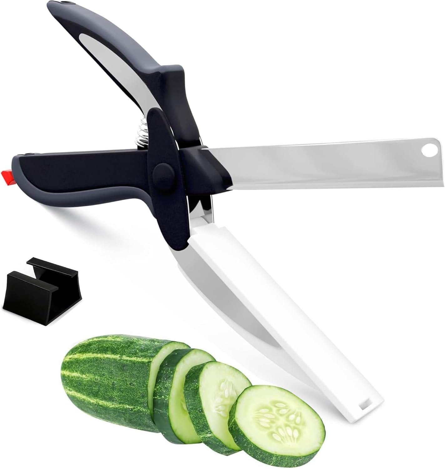 2 in 1 Cutting Board Scissors for Food - 9.5" Detachable Cheese Scissors with Cutting Board and Stainless Steel Blade - Easy-to-Use Veggie Cutter with Safety Lock, Suitable for Fruits and Vegetables