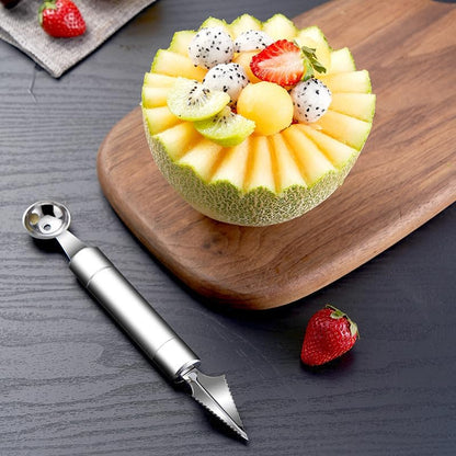 AngelReally 5 Size Multi-Function Fruit Corer and Pitter Set, Stainless Steel Apple Pear Cherry Remover, Includes 5 Corers and 1 Melon Ball Scoop
