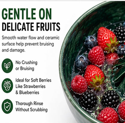6IN Berry Swirl Bowl - 3D Printed PLA Berry Washing Bowl Plastic Style, Self Spinning Berry Basket with Fruit Washer Bowl Design, Automatic Berry Wash Bowl for Kitchen (1PCS+TOOTHSTICKS)