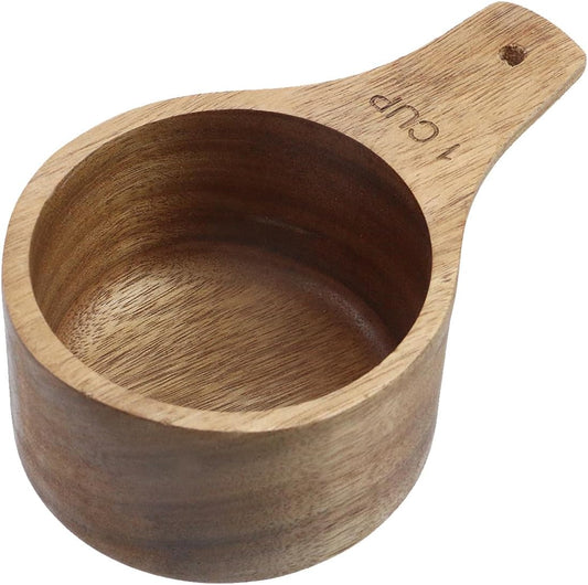 Oedema 2 Pcs Wooden Measuring Cup 1/4 Cup Mini Coffee Scoop Kitchen Measure Tool Measuring Spoon for Coffee Beans Tea