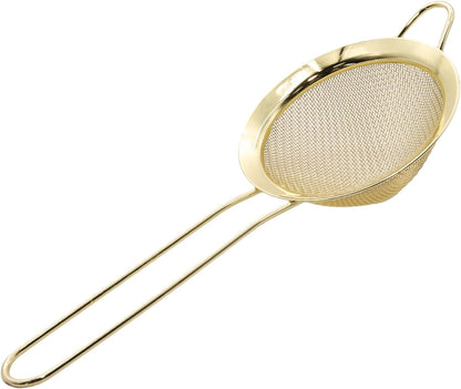 Black Fine Mesh Strainer - 304 Stainless Steel Handheld Sieve, Small Kitchen Filter for Baking, Tea & Cocktail Making(8.3inch)