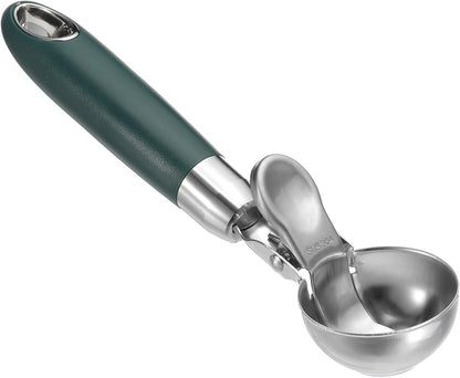 PATIKIL 4 Ounce Ice Cream Scoop with Trigger, 2 Pcs Stainless Steel Portion Cookie Scoop with Thumb Trigger for Cookie Dough Cupcake Batter Baking, Black