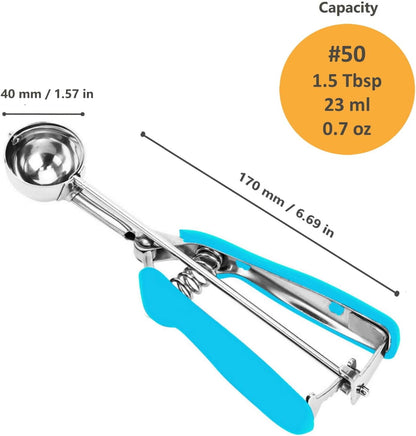 Cookie Scoop, Ice Cream Scoop, 1Tbsp/15 ml/0.5oz Cookie Scoops for Baking, 18/8 Stainless Steel Cookie Scooper for Baking, Ice Cream Scooper with Trigger Release, Cookie Dough Scoop with Non-slip Grip