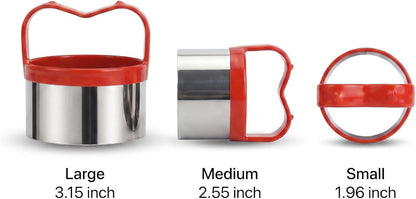 3Pcs Round Cookie Cutters with Handle, Circle Biscuit Cutter for Baking, Dough Cutter, Metal Cookie Cutters, Coated and Soft PVC for Protection