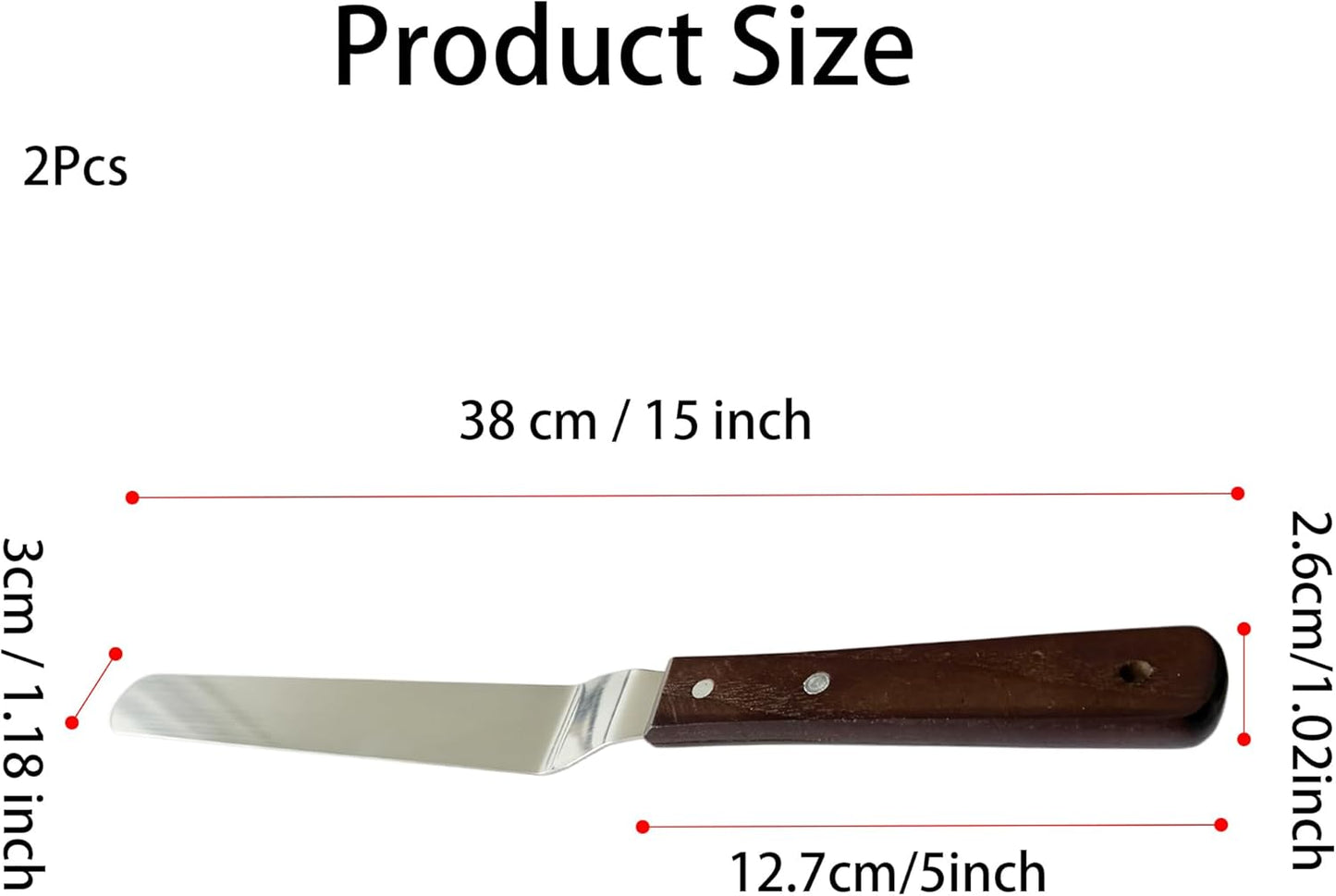 Offset Spatula Set of 2, 4-Inch Flexible Stainless Steel Blade Icing Spatulas with Comfortable Wood Handle, Angled Spreader for Cake Decorating, Baking, and Pastry Frosting