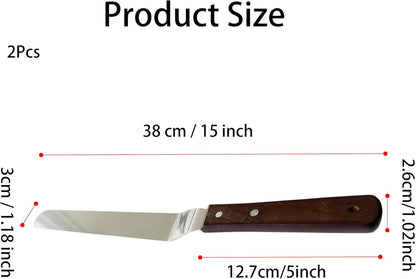 Offset Spatula Set of 2, 4-Inch Flexible Stainless Steel Blade Icing Spatulas with Comfortable Wood Handle, Angled Spreader for Cake Decorating, Baking, and Pastry Frosting
