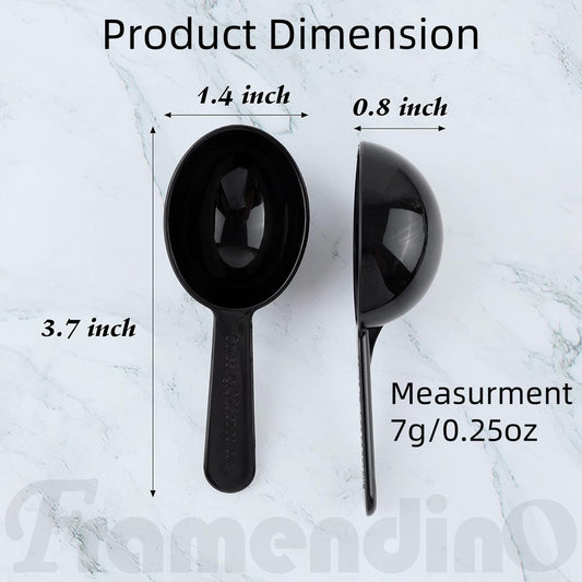 Framendino, 5 Pack Plastic Coffee Measuring Spoons Short Handle Scoops for Tea Sugar Cereal Milk Powder Spices Black 7g