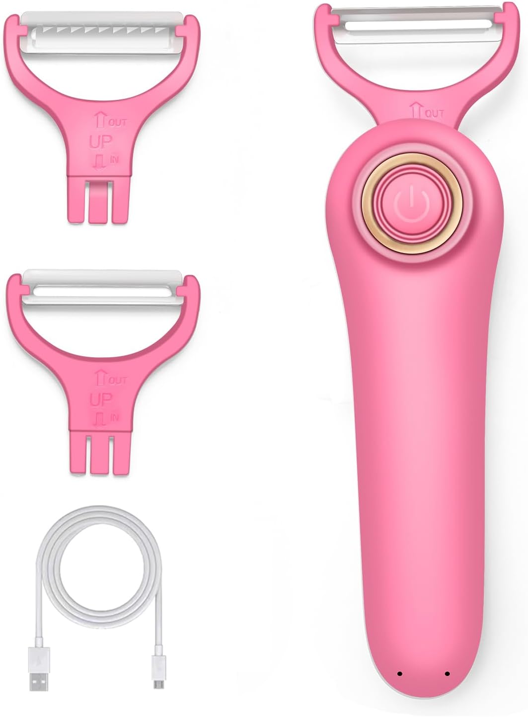 2-in-1 Electric Peeler | Auto Blade for Fruits/Vegetables | 2 Interchangeable Blades | 2*AAA | Kitchen, Travel, Camping