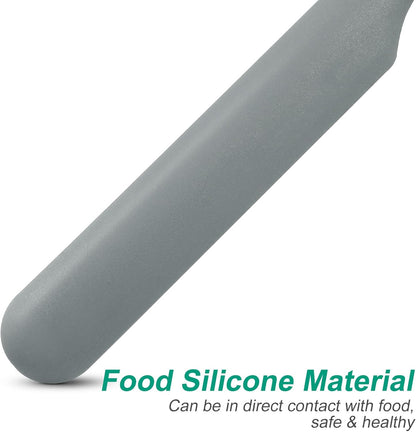 Kichvoe Silicone Jar Spatula - Non-Stick Sourdough Spatula - Grey Narrow Rubber Spurtle Heat Resistant Stirring Stick Mixing Spoon With Long Handle For Cake Cream Butter Jam, Seamless Design