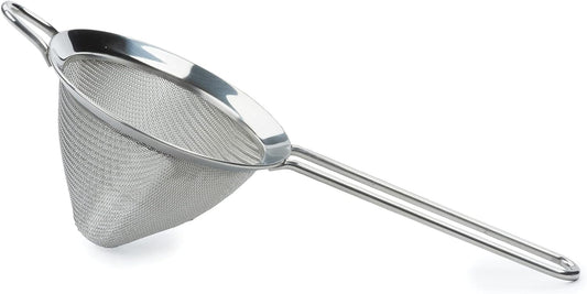RSVP International Endurance Kitchen Collection, Stainless Steel Fine Mesh Conical Sieve/Colander, Multi-Purpose for Cooking, Baking, Loose Leaf Tea, Bar Strainer Cocktails, 7-Inch