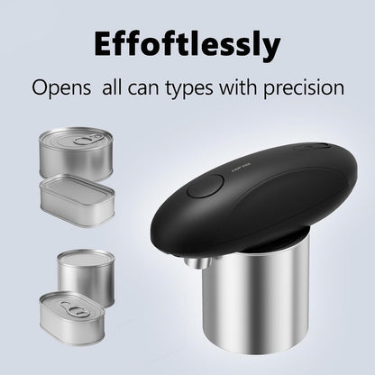 Automatic Electric Can Opener for Seniors for Kitchen:Anyone can Hands Free,One Touch Opener,Durable Blades,Rechargeable, Smooth Edge, Lightweight Small Size, Black (White)