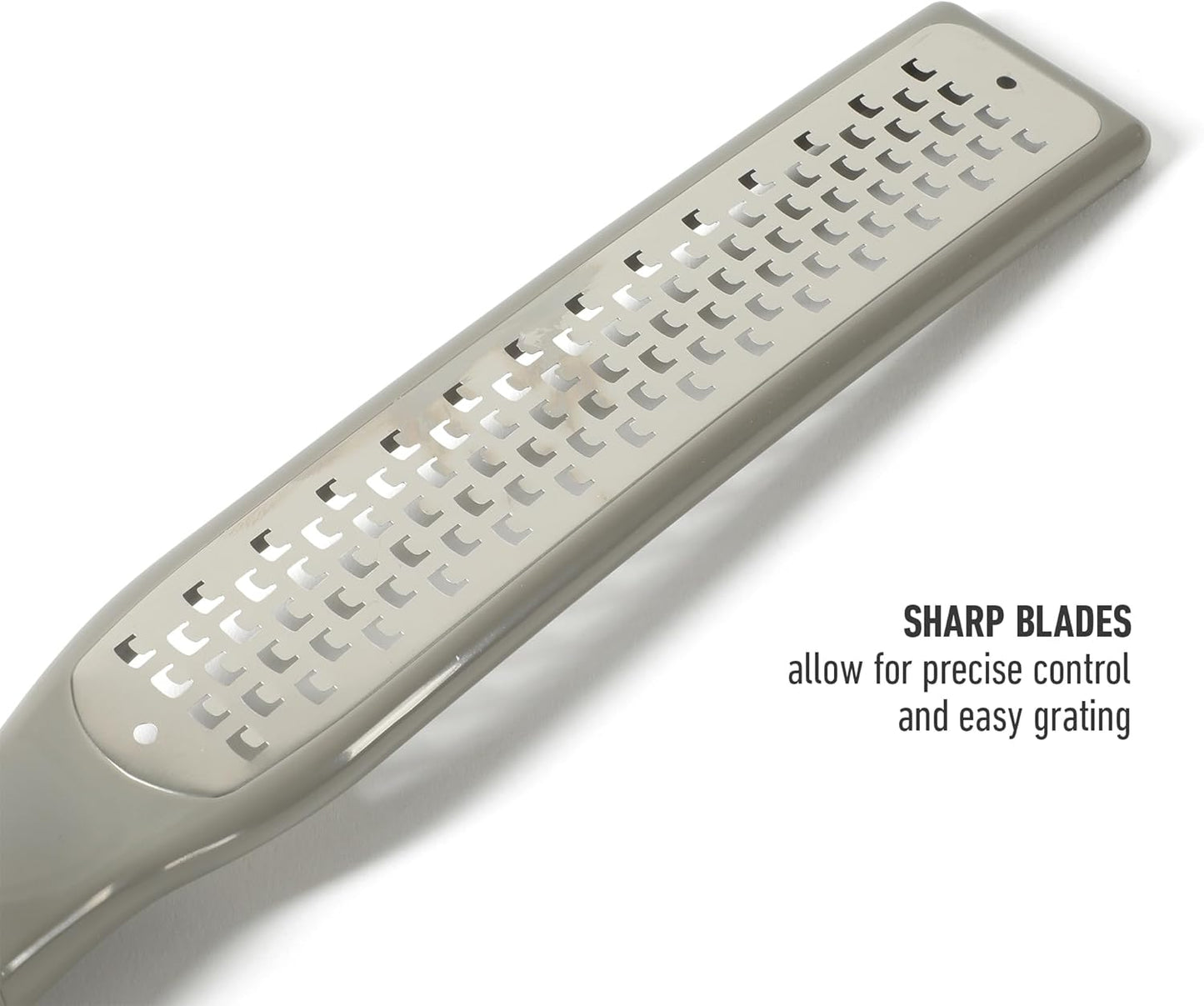 Calphalon Prime Stainless Steel Handheld Grater Lemon Zester W/Cover & Rubber Handle - Navy Blue