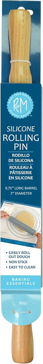 R&M 17 Inch Silicone Rolling Pin, Large Barrel 9.75 Inches Long, 2 Inches Diameter, Non-Stick For All Your Baking Needs