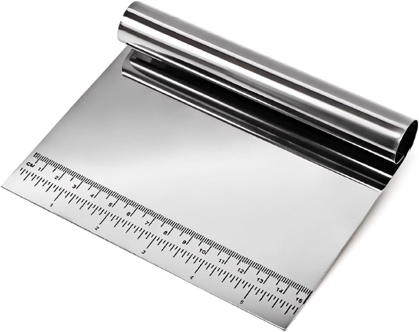 Dough Pastry Scraper Stainless Steel Bench Scraper with Measuring Scale Multipurpose for Butter, Cake, Onion, Vegetable, Pizza Cutter - Pastry Bread Separator