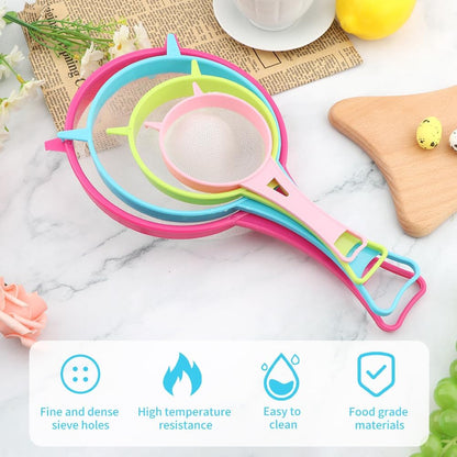 4Pcs/Set Fine Mesh Strainer Set, Kitchen Plastic Flour Colander Set, Solid-Liquid Separator Gadget with Non Slip Handles, for Yogurt Baking Kitchen Kefir Tea Juice Pasta(size:4pcs/set)