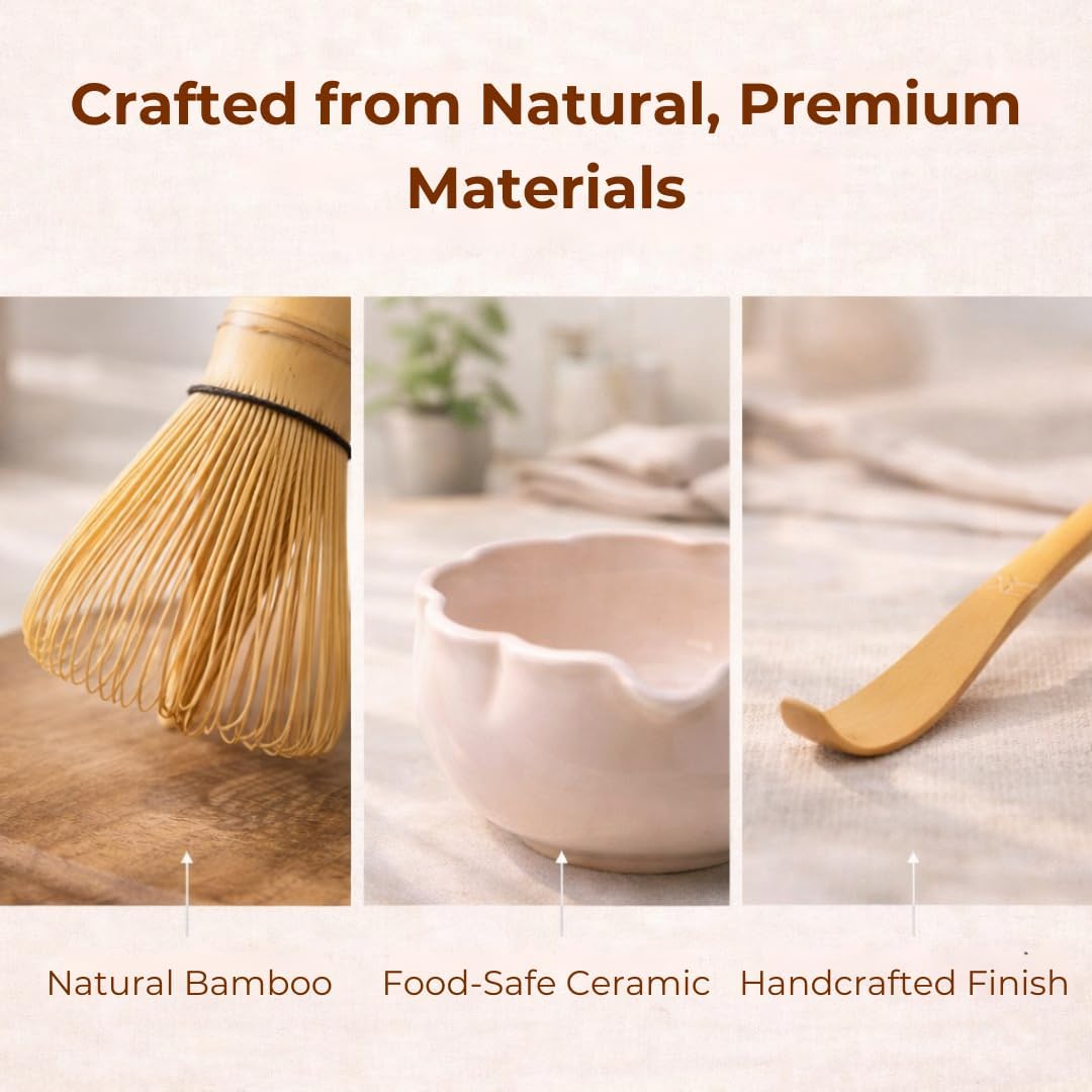 Sukami Ceramic Matcha Set – Complete Matcha Kit with Bowl, Whisk & Holder – Sakura Japanese Tea Ceremony Set – Easy Starter Matcha Set for Beginners – Matcha Gift Set