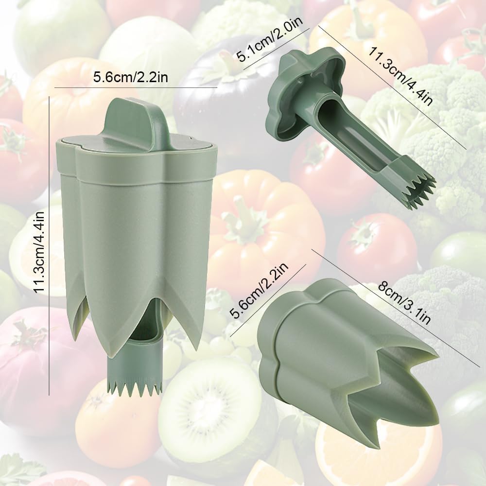 Pepper Seed Corer Remover, 2 in 1 Bell Pepper Cutter Pepper Porer Seed Remover Tool, Pepper Deseeder Bell Pepper Corer Tool Pepper Cutter for Vegetables Kitchen Gadget (Beige)