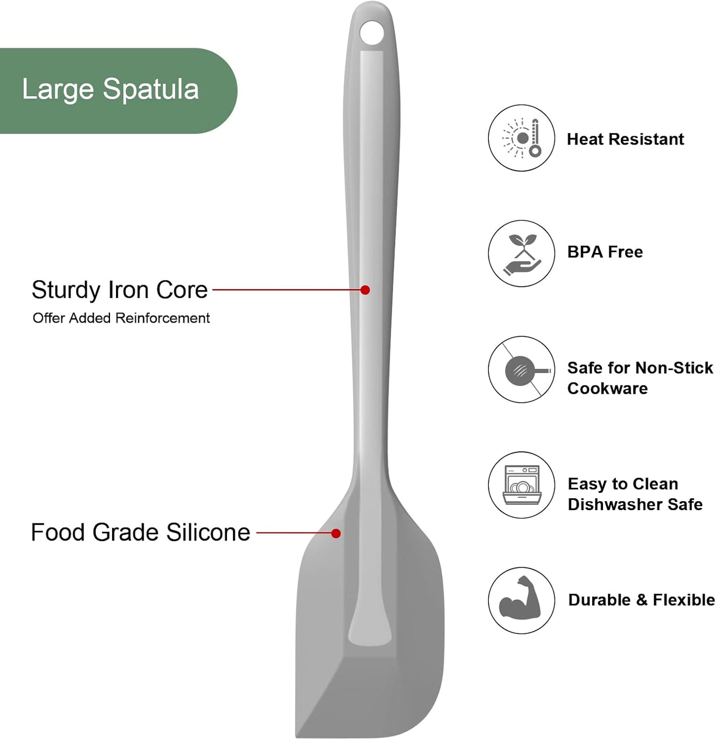 Silicone Spatula Set, Premium Spatulas Silicone Heat Resistant 2 Small & 2 Large Flexible Scraper for Nonstick Cookware, Rubber Spatula for Kitchen Mixing Baking Cooking Use, Soft Spatula - Set of 4
