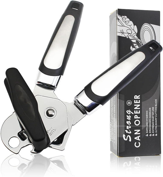 Can Opener Manual with Bottle Heavy Duty Stainless Steel Smooth Edge Manual Can Opener and Bottle Openers Sharp Cutting Wheel Multifunction Kitchen Tool Easy to Use Soft Ergonomic Handles