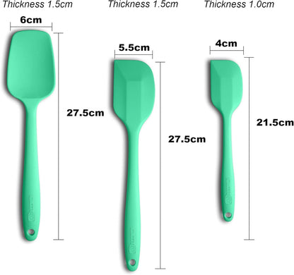 Silicone Spatulas Set Turners Tongs Cooking Utensils Set High Heat Resistant Kitchen Scraper Spatulas for Cooking Mixing Baking BPA Free Dishwasher Safe, Black