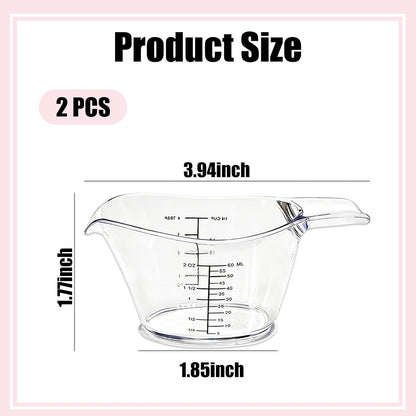 2 Pack Small Measuring Cups, 2 Oz Mini Measuring Cup With Tsp/Tbsp/Oz/Ml Markings Clear Easy-Read Scale For Kitchen Resin DIY Beauty Mixing