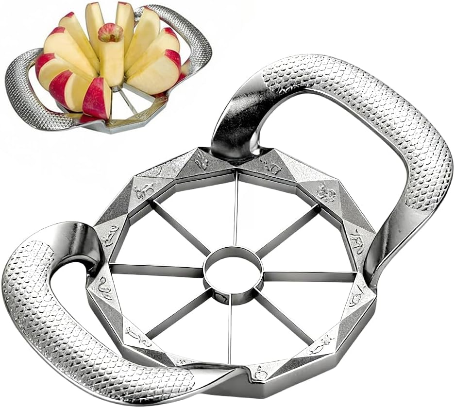 Apple Slicer and Corer with 8/12 Blades, 4.1 Inch Heavy Duty Apple Cutter, 304 Stainless Steel Apple Corer Tool for Apples, Pears, Pineapples (12 Sharp Blades)