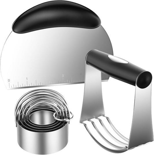 Pastry Cutter, Biscuit Cutter, Dough Scraper, Silicone Baking Mats, Stainless Steel Pastry Blender Set, Dough Cutter Biscuit Cutter Baking Pastry Mat Dough Blender Tools & Pastry Utensils (5 Pcs/Set)
