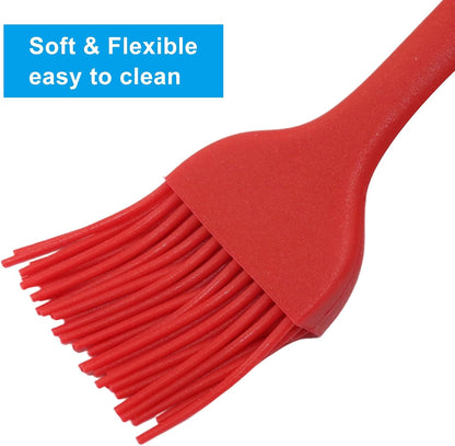 Hitefu 2 Pcs Silicone Pastry Brushes, Heat-proof Oil Cooking Brush with Soft Bristles for Basting, BBQ, Grill, Baking, Kitchen (Black + Red)
